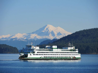 color photo of car and passenger ferry