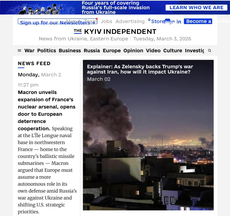 Home page Kyiv Independent.